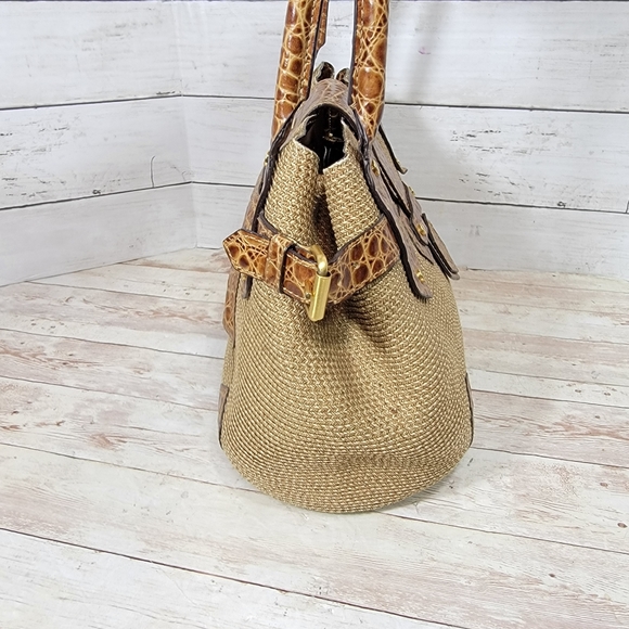 Eric Javits woven straw  and croc embossed handbag - Picture 10 of 15